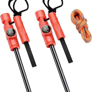 AOFAR Fire Starter AF-381/AF-381plus Fire Steel with Paracord and Whistle for Camping, Hiking, Hunting, Backpacking, Boating, Emergency Rescue