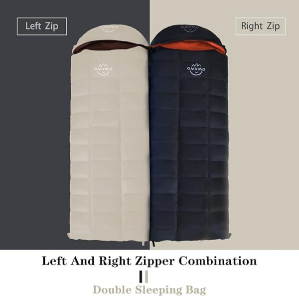 '-10°F 0°F Goose Down Sleeping Bag for Adults,800 Fill Power,Ultralight Wearable 4 Season Cold Weather Rectangle Sleeping Bag for Camping Hiking,Can be Used as a Down Blanket or Cloak - Image 4