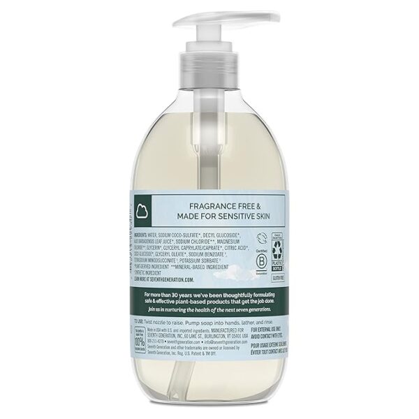 Seventh Generation Liquid Hand Soap Fragrance Free Free & Clean Unscented Hand Soap 12 Fl.oz, Pack of 8 - Image 4