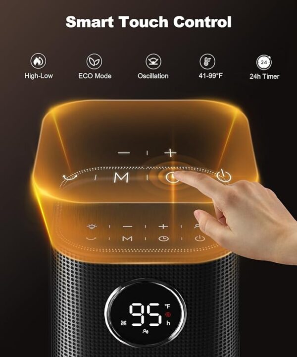 pace Heater for Indoor Use, 1500W Fast Electric Portable Ceramic Heaters with Thermostat, 4 Modes, 24H Timer, 70°Oscillating Room Heater with Remote for Office Bedroom Use, 2023 Upgraded - Image 3