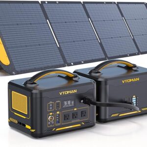 Vtoman 2376Wh Portable Power Station Bundle with Extra Battery & 200W Solar Panel Included, Up to 3000W Solar Generator for Home Backup, Off-grid, Road Trip, RV, Camping, Emergencies