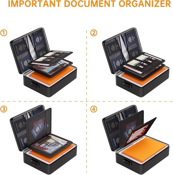 DocSafe 5200°F Document Organizer with Lock,Upgraded Heat Insulated Fireproof＆Waterproof Box 8 Layers File Organizer,Portable Home Travel Safe Storage for Important Documents, Files and More - Image 2