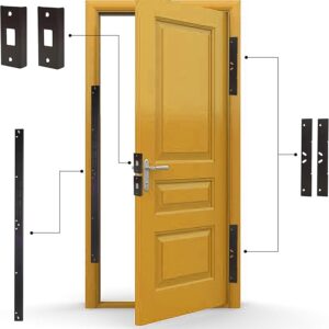 Door Armor MAX - Door Reinforcement Kit for Anti Kick Front Door Security, 5-Piece Door Reinforcement Plate for Door Jamb & Door Frame, Made in USA Home Security - Aged Bronze
