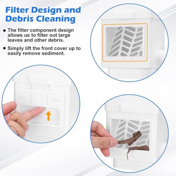 WADEO Rainwater Collection System, Downspout Diverter Fits for 2"x 3" or 3"x 4" Residential Downspouts, Rain Barrel Diverter Kit with Adjustable Valve and Filter, 5FT Hose, White - Image 2