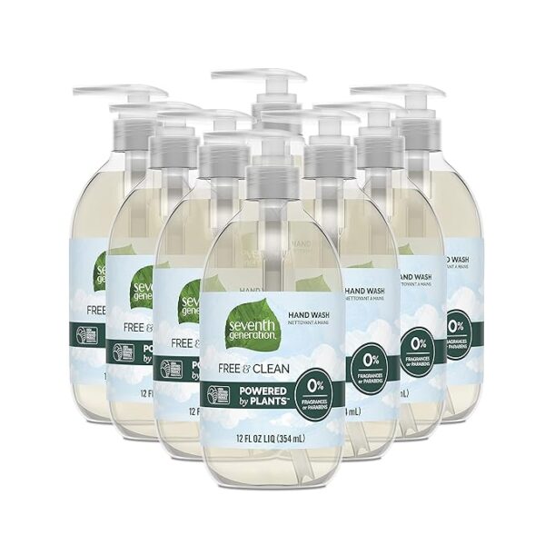 Seventh Generation Liquid Hand Soap Fragrance Free Free & Clean Unscented Hand Soap 12 Fl.oz, Pack of 8