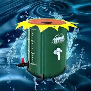 Portable Collapsible Rain Barrels, Water Storage Tanks, rainwater harvesting Systems Outdoor Water Tanks Downspouts, rainwater Collectors with Filters, spigots and Overflow Kits (53 Gallon)