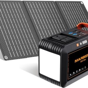 MARBERO 111Wh Solar Generator with Solar Panel Included Portable Power Station 120W with Foldable Solar Panel 30W Set for Camping Outdoor Hiking Fishing Emergency