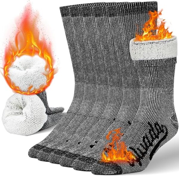 Alvada Merino Wool Hiking Socks Thermal Warm Crew Winter Boot Sock For Men & Women 3 Pairs