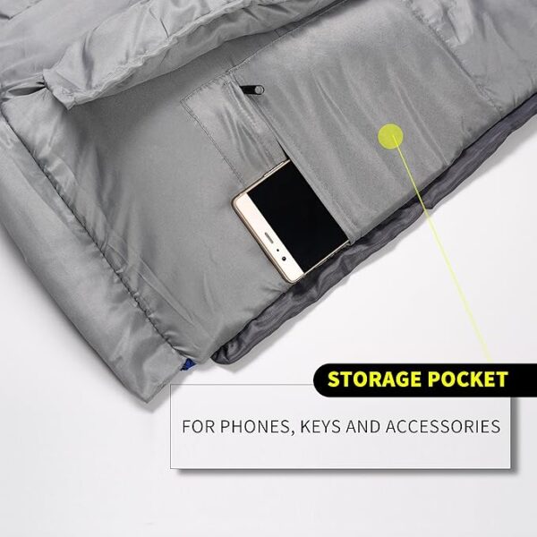 0 Degree Winter Sleeping Bags for Adults Camping (450GSM) - Temp Range (5F–32F) Portable Waterproof Compression Sack- Camping Sleeping Bags for Big and Tall in Env Hoodie: Backpacking Hiking 4 Season - Image 4